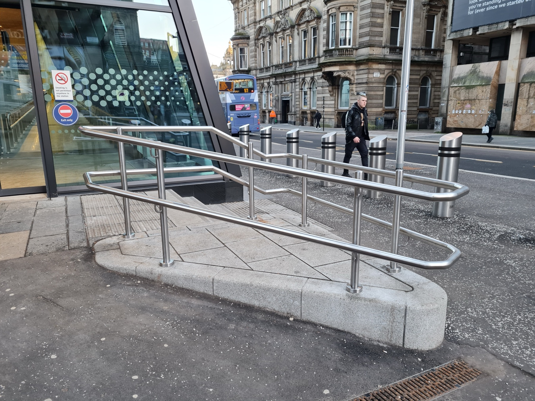 Stainless steel access ramp and handrails