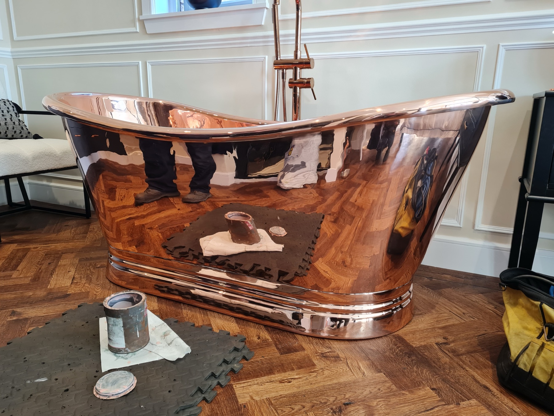 Restored polished copper bath